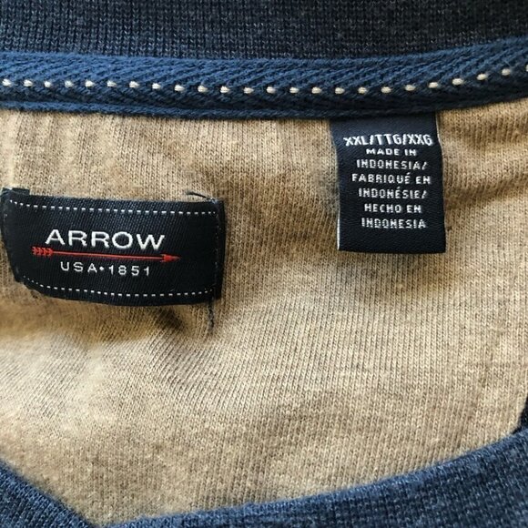 Arrow Mens XXlg Long Sleeve Henley in Navy Blue - Picture 4 of 15